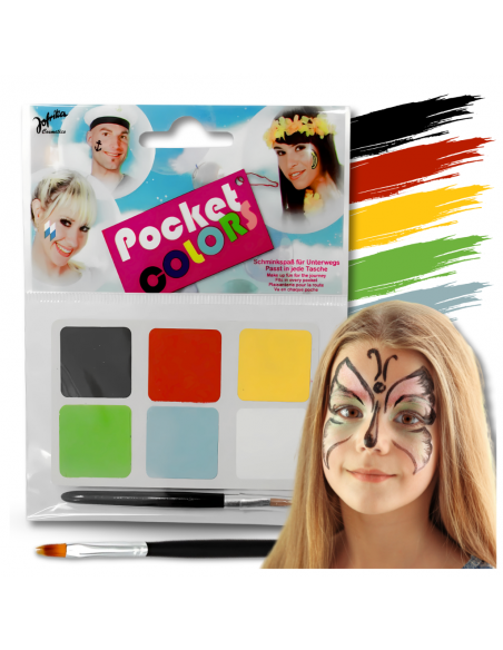 FARBY DO TWARZY ZMYWALNE FARBKI DO MALOWANIA CIAŁA ZESTAW KIESZONKOWY 6 KOLORÓW DZIECI