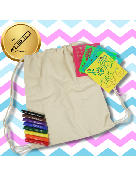 BAWEŁNIANA TORBA PLECAK WOREK  DO KOLOROWANIA DLA DZIECI DO SZKOŁY PRACE RĘCZNE