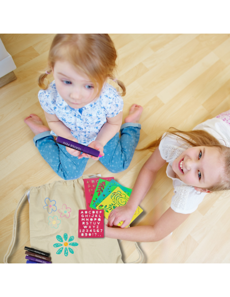 BAWEŁNIANA TORBA PLECAK WOREK  DO KOLOROWANIA DLA DZIECI DO SZKOŁY PRACE RĘCZNE