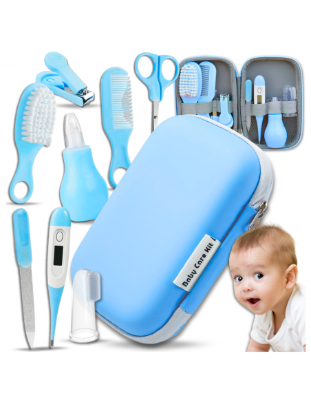 DUŻY ZESTAW KOSMETYCZNY PIELĘGNACYJNY DLA DZIECI NIEMOWLĄT + ETUI NICEkids NIEBIESKI