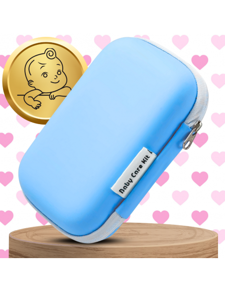 DUŻY ZESTAW KOSMETYCZNY PIELĘGNACYJNY DLA DZIECI NIEMOWLĄT + ETUI NICEkids NIEBIESKI
