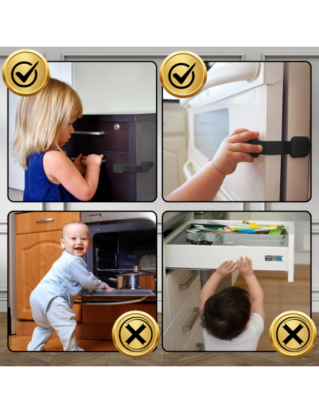 ZABEZPIECZENIA SZAFEK BLOKADA SZUFLAD MEBLI DRZWI PRZED DZIEĆMI MOCNA NICEKIDS CZARNE