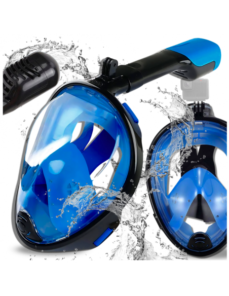 Maska do Nurkowania Pełnotwarzowa L/XL Składana do Pływania Snorkelingu CZARNO NIEBIESKA