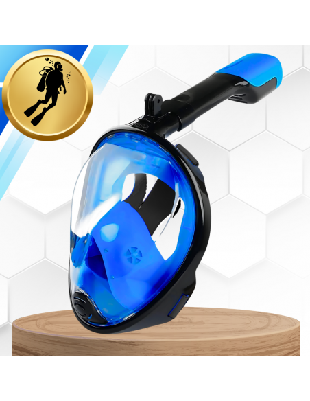 Maska do Nurkowania Pełnotwarzowa L/XL Składana do Pływania Snorkelingu CZARNO NIEBIESKA