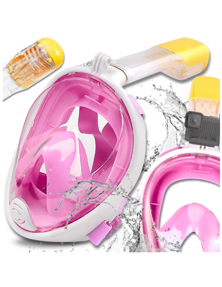 Maska do Nurkowania Pełnotwarzowa S/M Składana do Pływania Snorkelingu BIAŁO RÓŻOWA