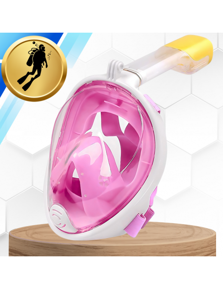 Maska do Nurkowania Pełnotwarzowa S/M Składana do Pływania Snorkelingu BIAŁO RÓŻOWA