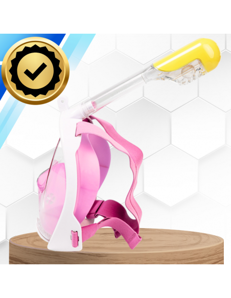 Maska do Nurkowania Pełnotwarzowa S/M Składana do Pływania Snorkelingu BIAŁO RÓŻOWA