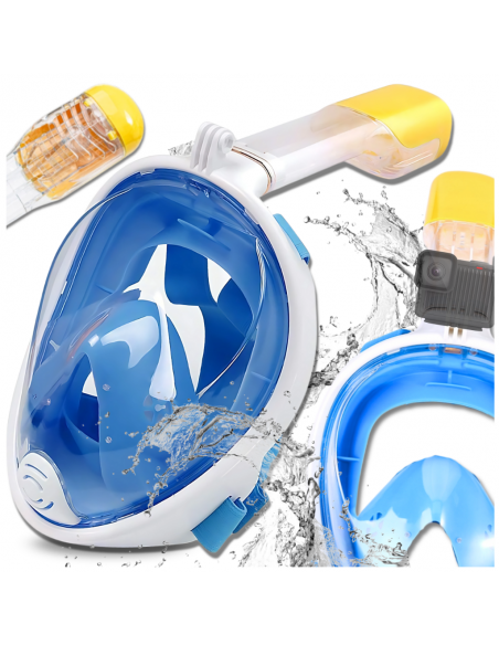 Maska do Nurkowania Pełnotwarzowa S/M Składana do Pływania Snorkelingu BIAŁO NIEBIESKA