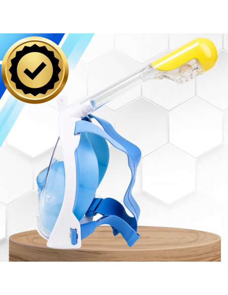 Maska do Nurkowania Pełnotwarzowa S/M Składana do Pływania Snorkelingu BIAŁO NIEBIESKA