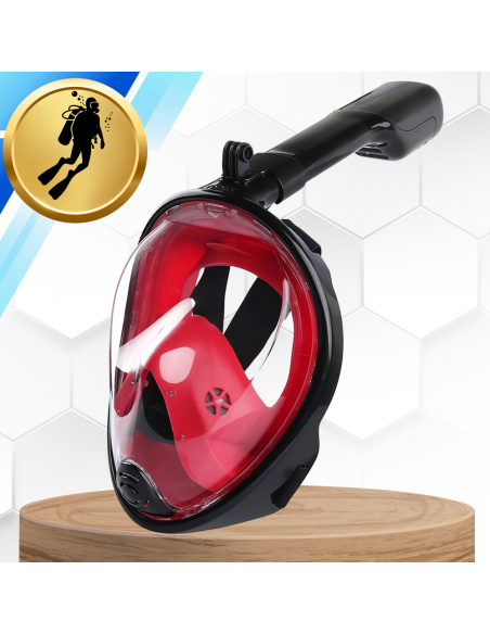 Maska do Nurkowania Pełnotwarzowa S/M Składana do Pływania Snorkelingu CZARNO CZERWONA