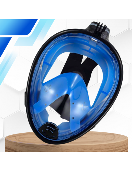 Maska do Nurkowania Pełnotwarzowa S/M Składana do Pływania Snorkelingu CZARNO NIEBIESKA