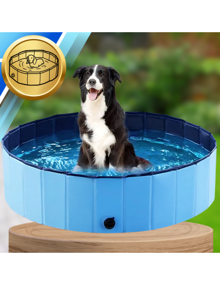 Basen składany dla psa i dzieci 160 x 30 cm turystyczny ogrodowy przenośny łatwe składanie