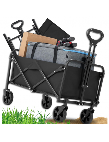 DUŻY SKŁADANY WÓZEK TURYSTYCZNY PLAŻOWY TRANSPORTOWY CAMPING PRZYCZEPKA