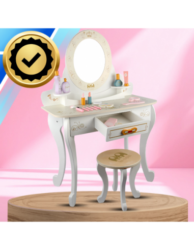 Drewniana toaletka z taboretem i...