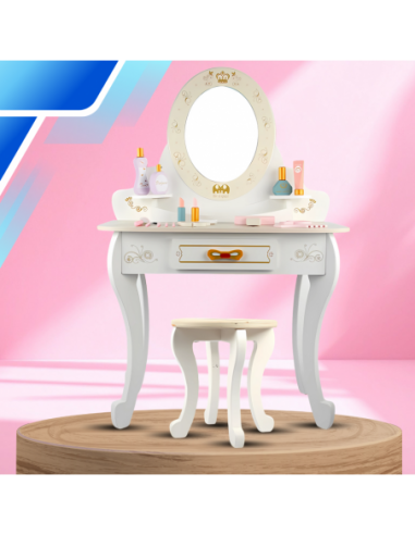 Drewniana toaletka z taboretem i...