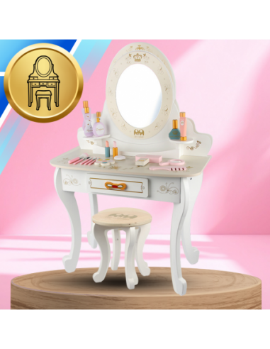 Drewniana toaletka z taboretem i...