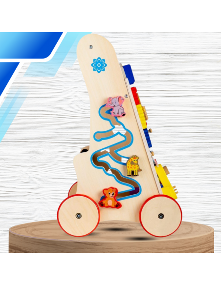 PCHACZ CHODZIK DREWNIANY Cymbałki Telefon Klocki Zegar Nauka Montessori