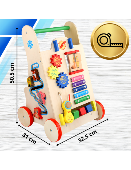 PCHACZ CHODZIK DREWNIANY Cymbałki Telefon Klocki Zegar Nauka Montessori