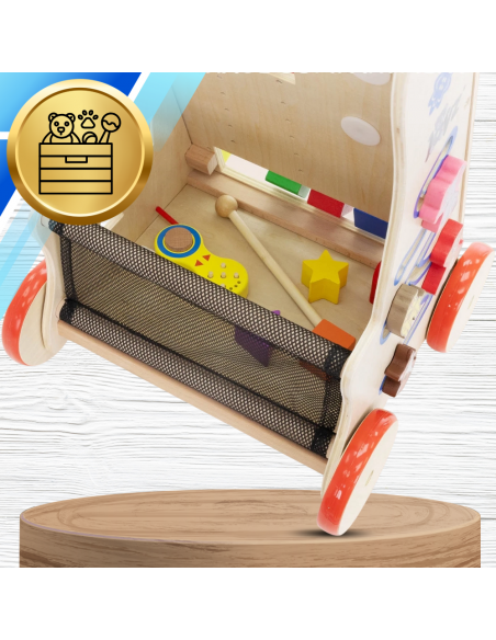 PCHACZ CHODZIK DREWNIANY Cymbałki Telefon Klocki Zegar Nauka Montessori