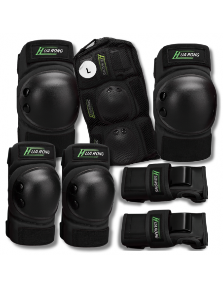 Zestaw ochraniaczy ochraniacze na rolki rower dla dorosłych 6 el. rozmiar L CZARNE