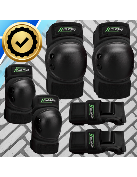 Zestaw ochraniaczy ochraniacze na rolki rower dla dorosłych 6 el. rozmiar L CZARNE