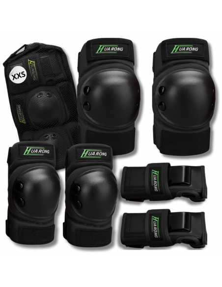 Zestaw ochraniaczy ochraniacze na rolki rower dla dzieci 6 el. rozmiar XXS CZARNE