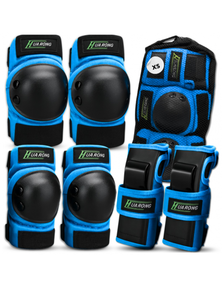 Zestaw ochraniaczy ochraniacze na rolki rower dla dzieci 6 el. rozmiar XS NIEBIESKIE