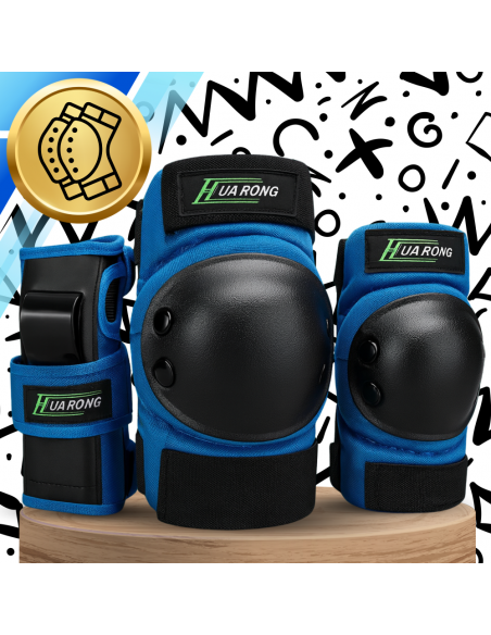 Zestaw ochraniaczy ochraniacze na rolki rower dla dzieci 6 el. rozmiar XS NIEBIESKIE