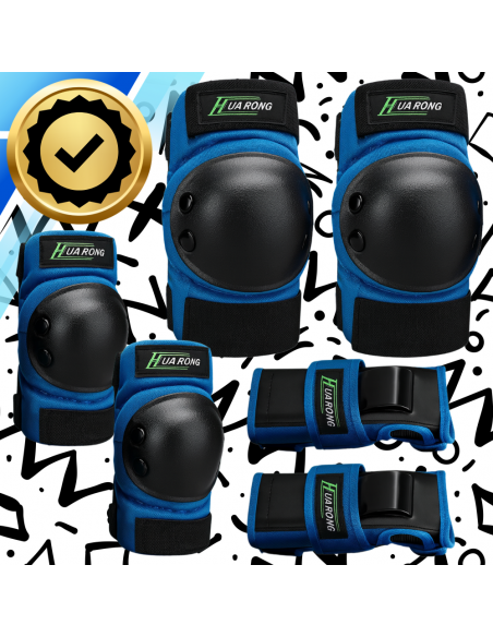 Zestaw ochraniaczy ochraniacze na rolki rower dla dzieci 6 el. rozmiar XS NIEBIESKIE