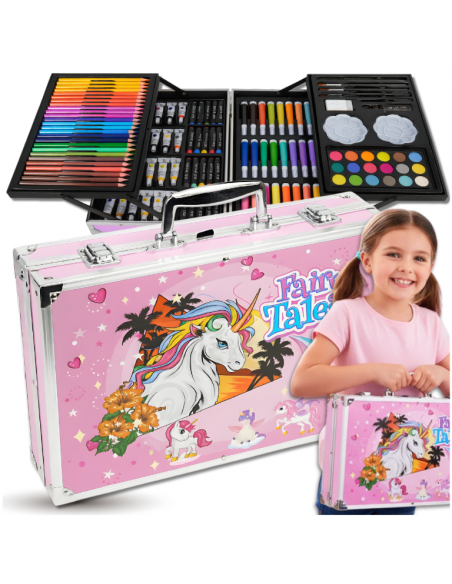 ZESTAW DO MALOWANIA DLA DZIECI ARTYSTYCZNY PLASTYCZNY WALIZKA 145el jednorożec