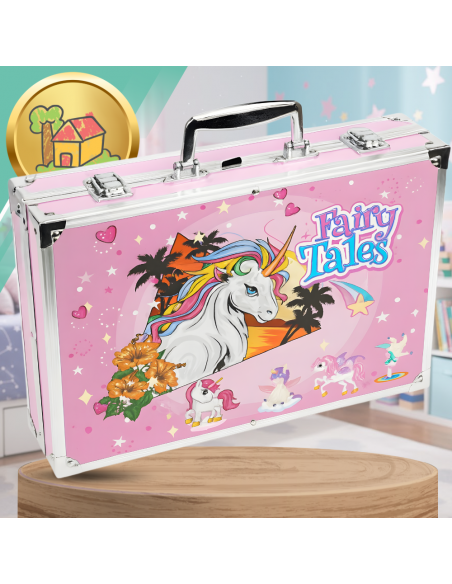 ZESTAW DO MALOWANIA DLA DZIECI ARTYSTYCZNY PLASTYCZNY WALIZKA 145el jednorożec