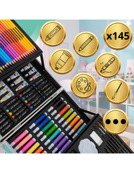 ZESTAW DO MALOWANIA DLA DZIECI ARTYSTYCZNY PLASTYCZNY WALIZKA 145el jednorożec