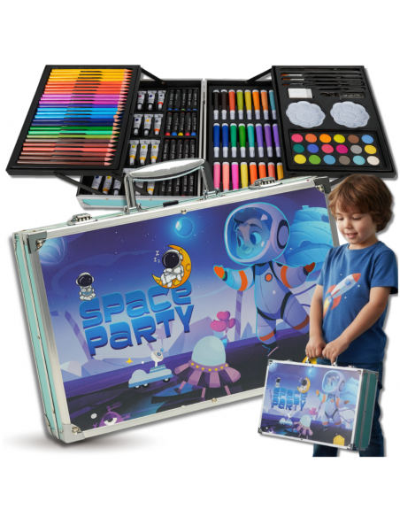 ZESTAW DO MALOWANIA DLA DZIECI ARTYSTYCZNY PLASTYCZNY WALIZKA 145el kosmos