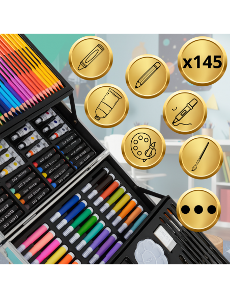 ZESTAW DO MALOWANIA DLA DZIECI ARTYSTYCZNY PLASTYCZNY WALIZKA 145el kosmos