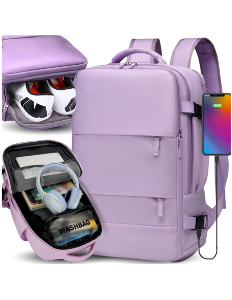 PLECAK DO SAMOLOTU PODRÓŻNY WIZZAIR 40x30x20 BAGAŻ PODRĘCZNY KABINOWY USB