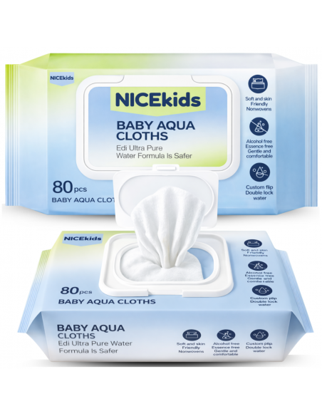 NICEKIDS Chusteczki nawilżane BABY AQUA Cloths 99,89% wody 1x80 szt