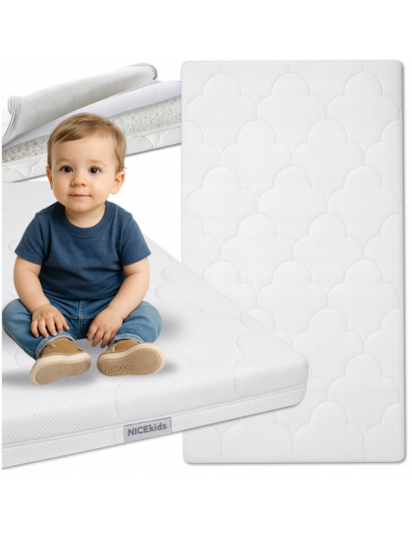 MATERAC NICEkids DLA DZIECI NIEMOWLĄT DO ŁÓŻECZKA TWARDY ŚREDNIO PREMIUM  4D 120x60