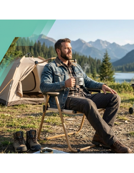 KRZESŁO OGRODOWE NA TARAS BALKON OGRÓD SKŁADANE METALOWE CAMPING FOTEL