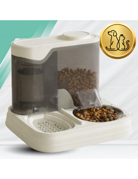 Automatyczny podajnik karmy dla kota + poidełko 2w1 dozownik karmy miska dla kota biała
