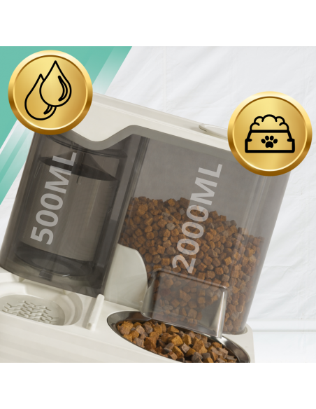 Automatyczny podajnik karmy dla kota + poidełko 2w1 dozownik karmy miska dla kota biała