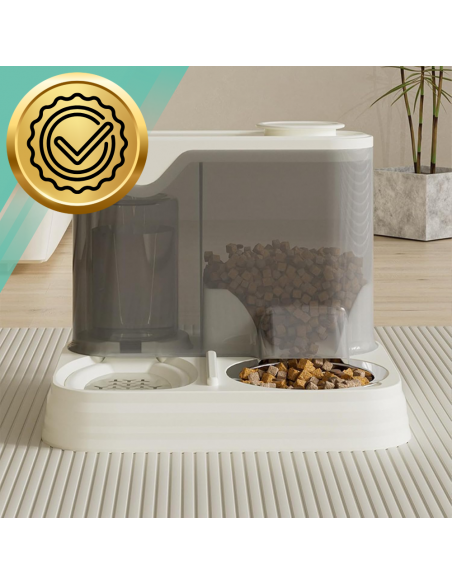 Automatyczny podajnik karmy dla kota + poidełko 2w1 dozownik karmy miska dla kota biała