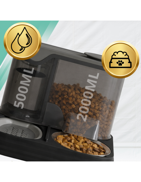 Automatyczny podajnik karmy dla kota + poidełko 2w1 dozownik karmy miska dla kota czarna