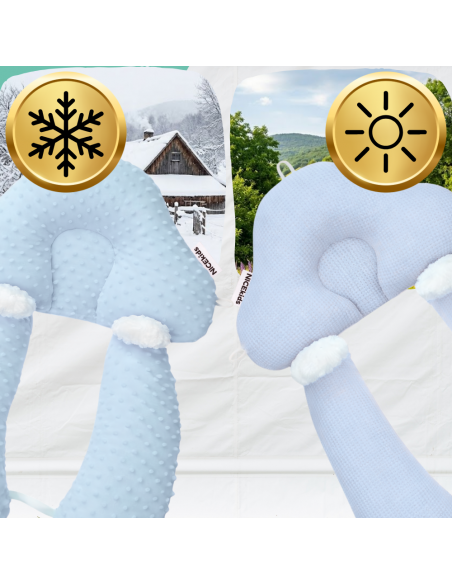 PODUSZKA NICEkids DLA DZIECKA NIEMOWLĄT REGULOWANA DWUSTRONNA STABILIZUJĄCA  „gniazdko"  ERGONOMICZNA NIEBIESKA