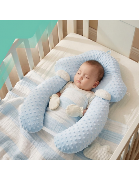 PODUSZKA NICEkids DLA DZIECKA NIEMOWLĄT REGULOWANA DWUSTRONNA STABILIZUJĄCA  „gniazdko"  ERGONOMICZNA NIEBIESKA