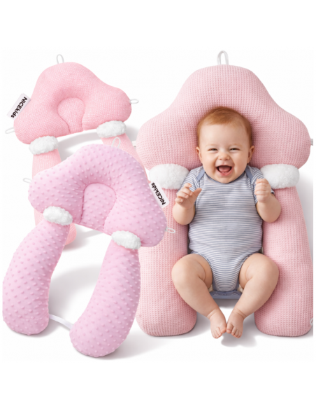 PODUSZKA NICEkids DLA DZIECKA NIEMOWLĄT REGULOWANA DWUSTRONNA STABILIZUJĄCA  „gniazdko"  ERGONOMICZNA RÓŻOWA