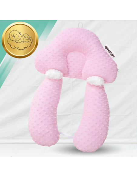 PODUSZKA NICEkids DLA DZIECKA NIEMOWLĄT REGULOWANA DWUSTRONNA STABILIZUJĄCA  „gniazdko"  ERGONOMICZNA RÓŻOWA