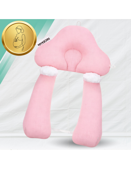 PODUSZKA NICEkids DLA DZIECKA NIEMOWLĄT REGULOWANA DWUSTRONNA STABILIZUJĄCA  „gniazdko"  ERGONOMICZNA RÓŻOWA