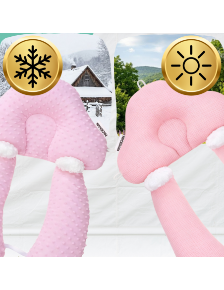 PODUSZKA NICEkids DLA DZIECKA NIEMOWLĄT REGULOWANA DWUSTRONNA STABILIZUJĄCA  „gniazdko"  ERGONOMICZNA RÓŻOWA