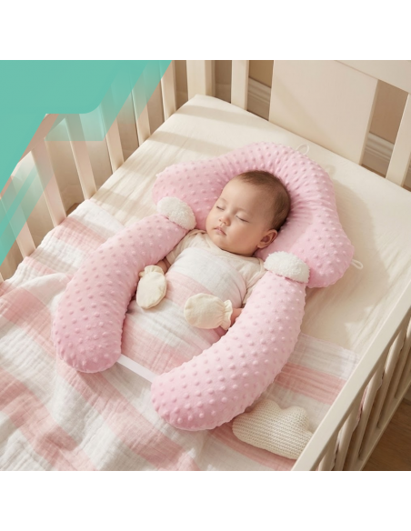 PODUSZKA NICEkids DLA DZIECKA NIEMOWLĄT REGULOWANA DWUSTRONNA STABILIZUJĄCA  „gniazdko"  ERGONOMICZNA RÓŻOWA