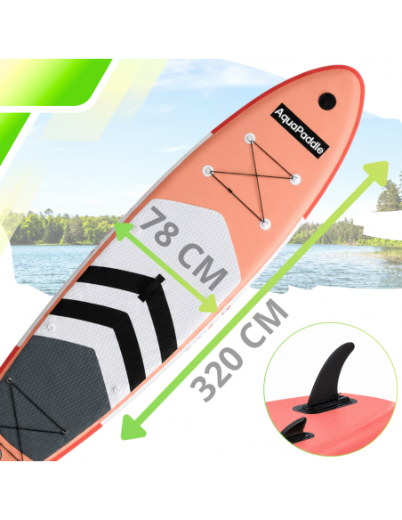 Deska SUP 320 cm AquaPaddle Zestaw Paddleboard + Wiosło + Pompka + Plecak 180 kg